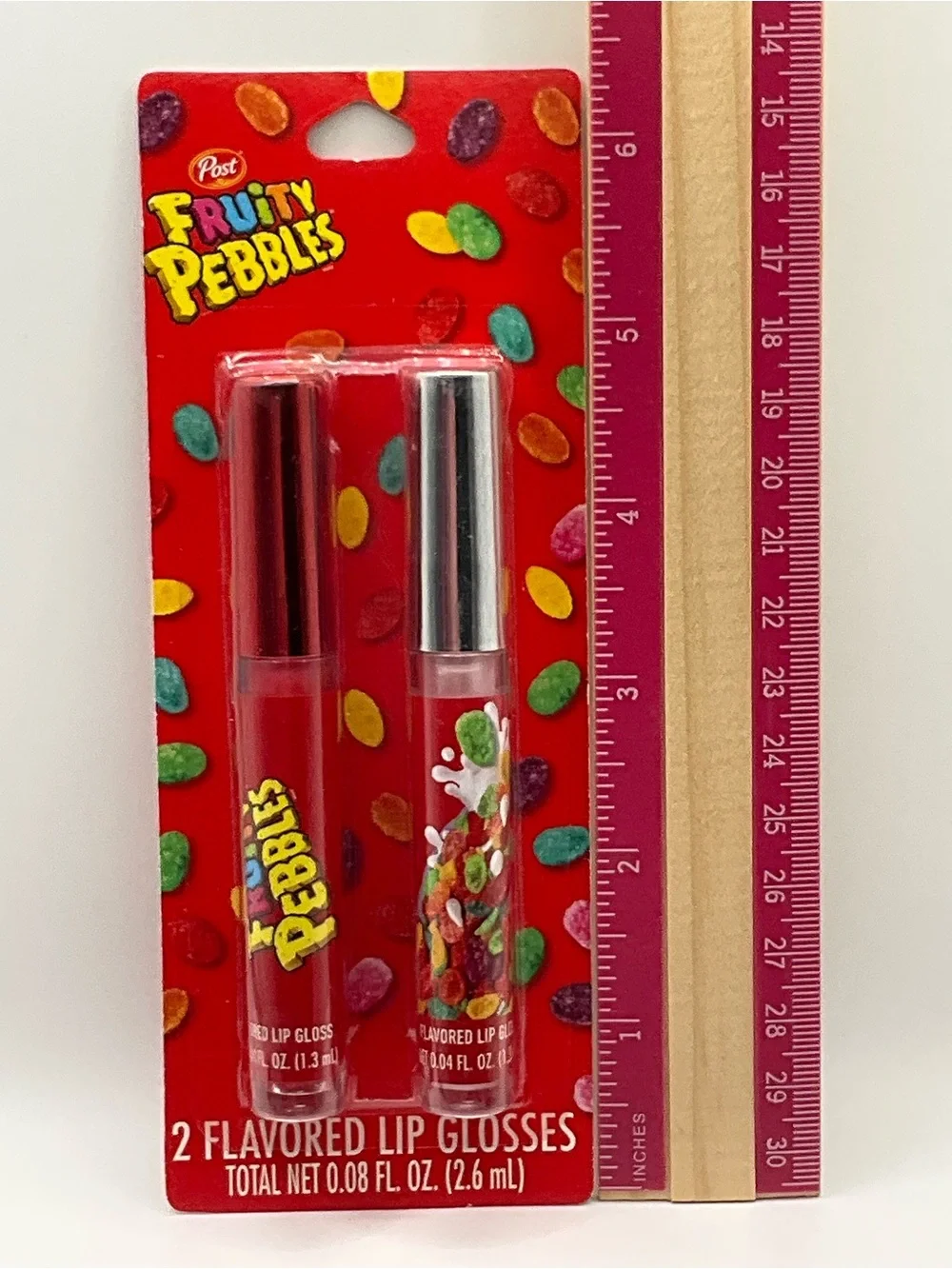 🌼4/$10🌼 NEW Post Fruity Pebbles 2-Pack Flavored Lip Gloss - Red & Clear Fun Gift